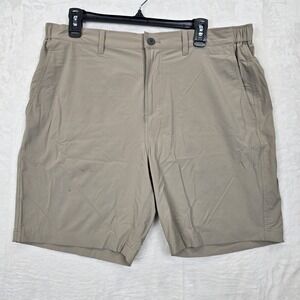 Free Fly Shorts Mens L  Lightweight Tech Performance Golf Outdoors 7' Tan Khaki